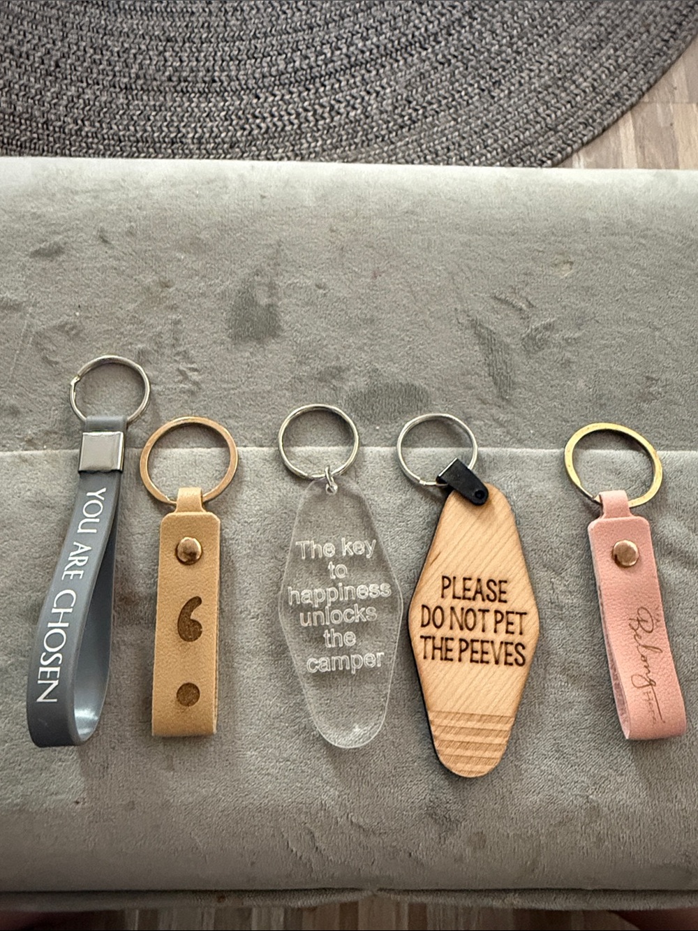 New set of 5/ Leather and Acrylic Assorted keychain